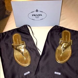 Gold Prada Sandals